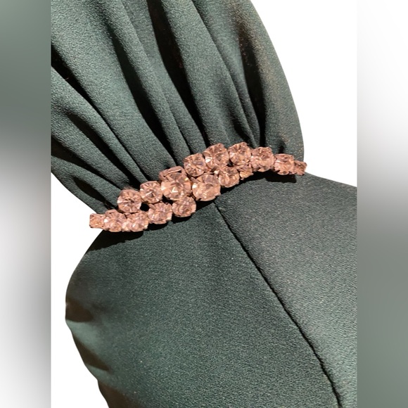 Vintage On On Fashions 90’s Green Gown Rhinestone Accents Size 9 USA - Picture 6 of 8